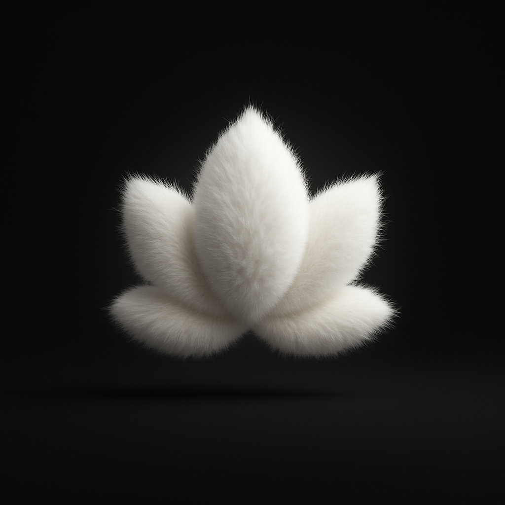 Lytus Co. fluffy white lotus logo — alternative brand mark on dark background